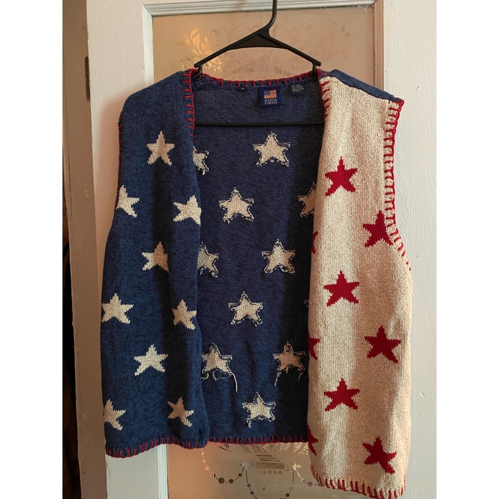 Vintage Marisa Canvas Star Red White & Blue Vest